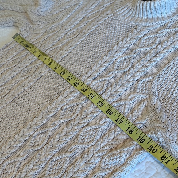 Jeanne Pierre Cotton Cable Sweater Women’s Large  Natural Lightweight Fisherman - Picture 7 of 17